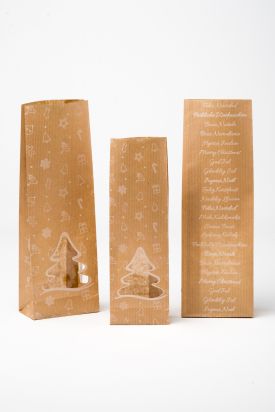 BLOCK BOTTOM BAGS IN PAPER WITH WINDOWS FOR CHRISTMAS